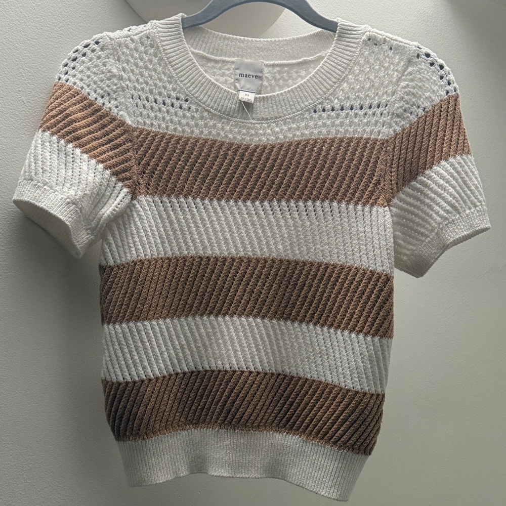 Maeve Anthropologie knitted  Ivory and Beige Women's top